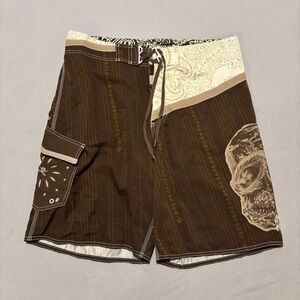 Billabong Boardshorts Swim Trunks Size 38 Brown Y2K Beach Summer Casual